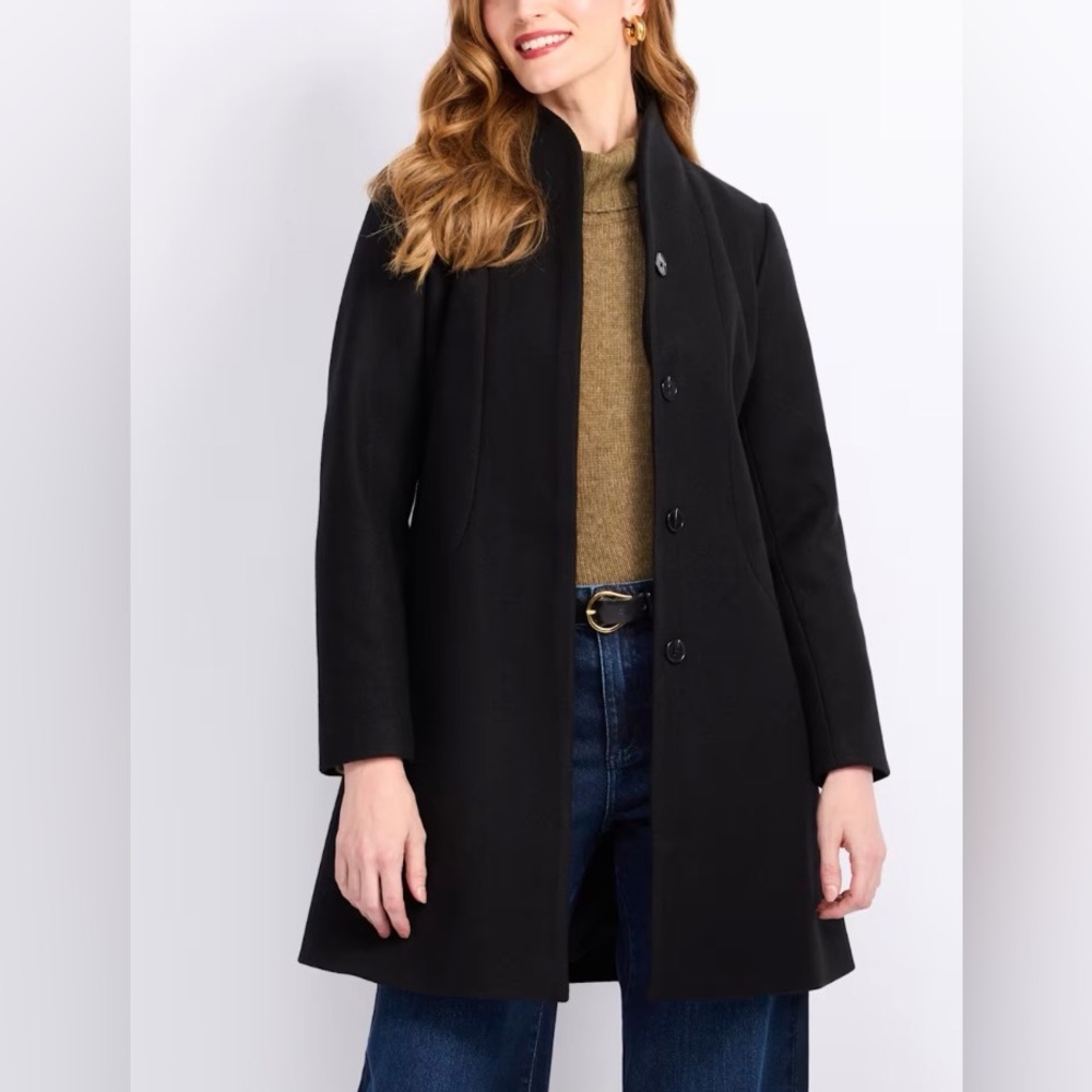 41 HAWTHORN Black Cocoon Wool Trench Coat - Size Medium